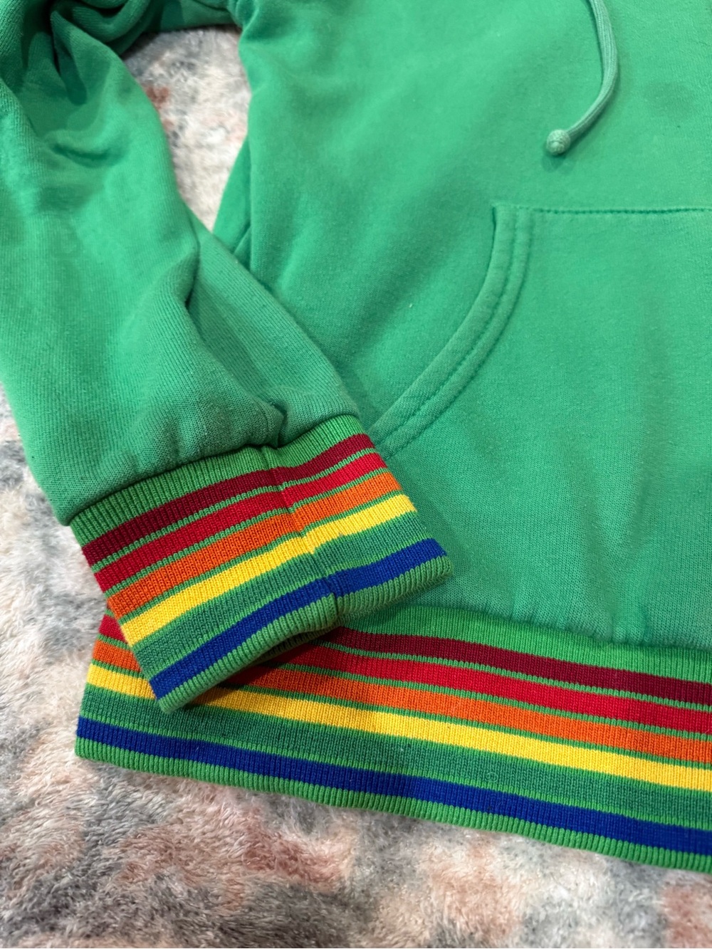 Aviator Nation green zip Hoodie with Rainbow Trim - Picture 4 of 5